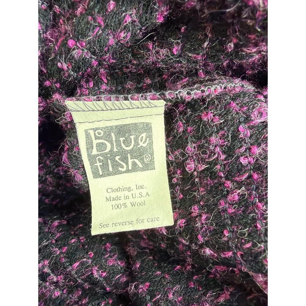 Vintage Bluefish 90's Pink Black Wool Button Down Long Sleeve Jacket Coat MED LG - Picture 7 of 8